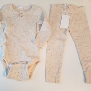 Jamie Kay Honey Fleck ribbed bodysuit and leggings, size 6-12